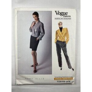 PERRY ELLIS VINTAGE VOGUE 2113 DOUBLE BREASTED JACKET PANTS SHORTS SUIT SZ 10 UC